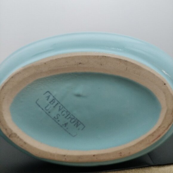 Vintage Abingdon USA Turquoise 10.5”x7" Vase Art Deco - Picture 7 of 14